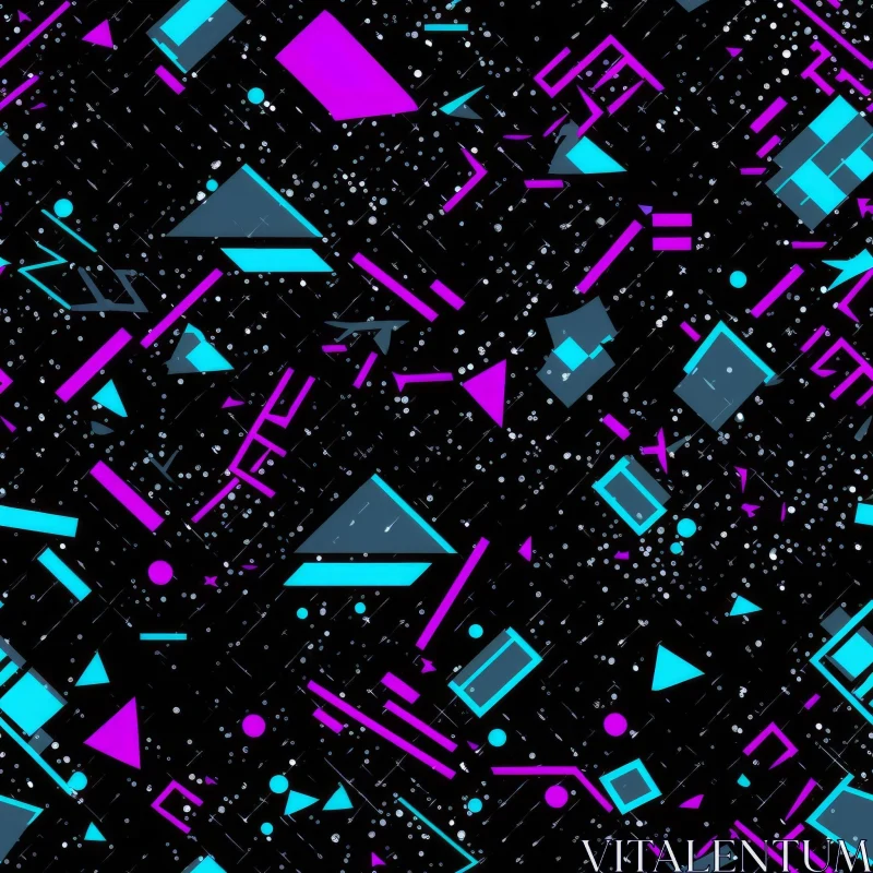 AI ART Retro Geometric Shapes Seamless Pattern - Bright Colors
