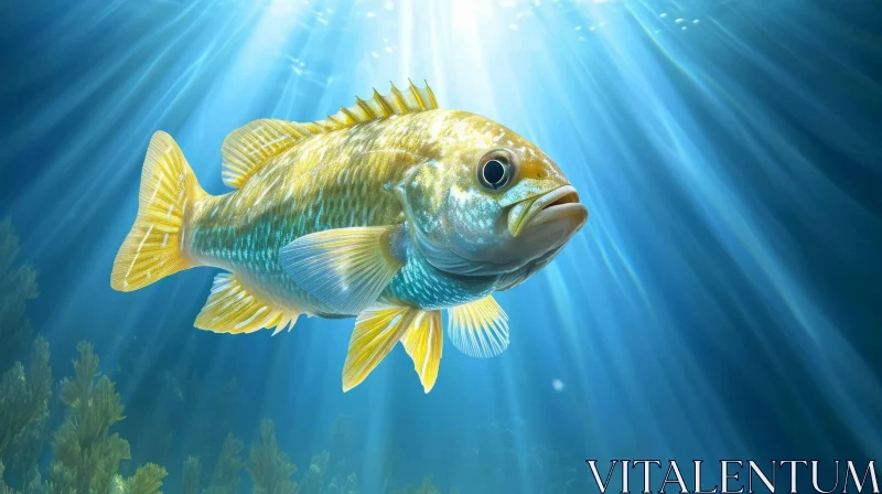 Yellow and White Fish Swimming in Blue Ocean AI Image