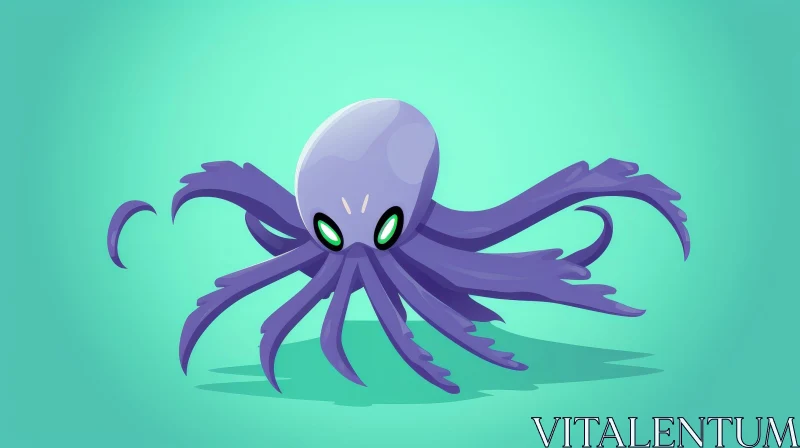 Aggressive Cartoon Octopus in Gradient Colors AI Image