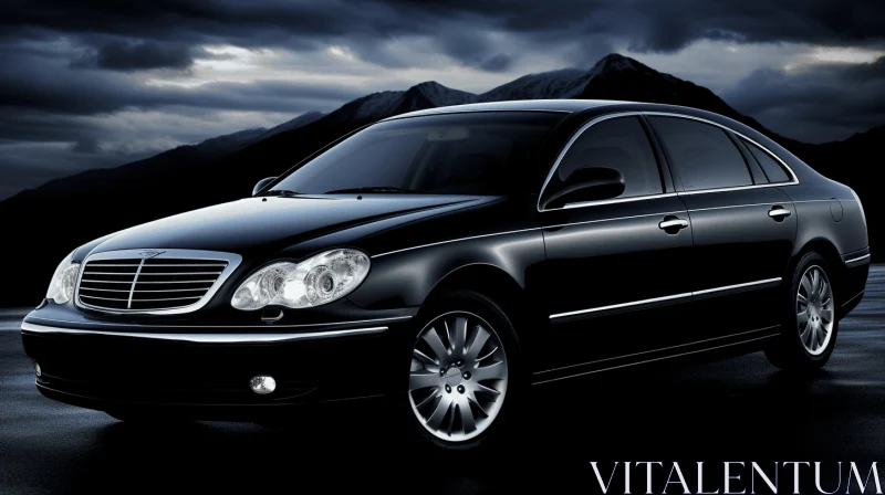 Black Mercedes near a Mountain: Captivating Neoclassical Elegance AI Image