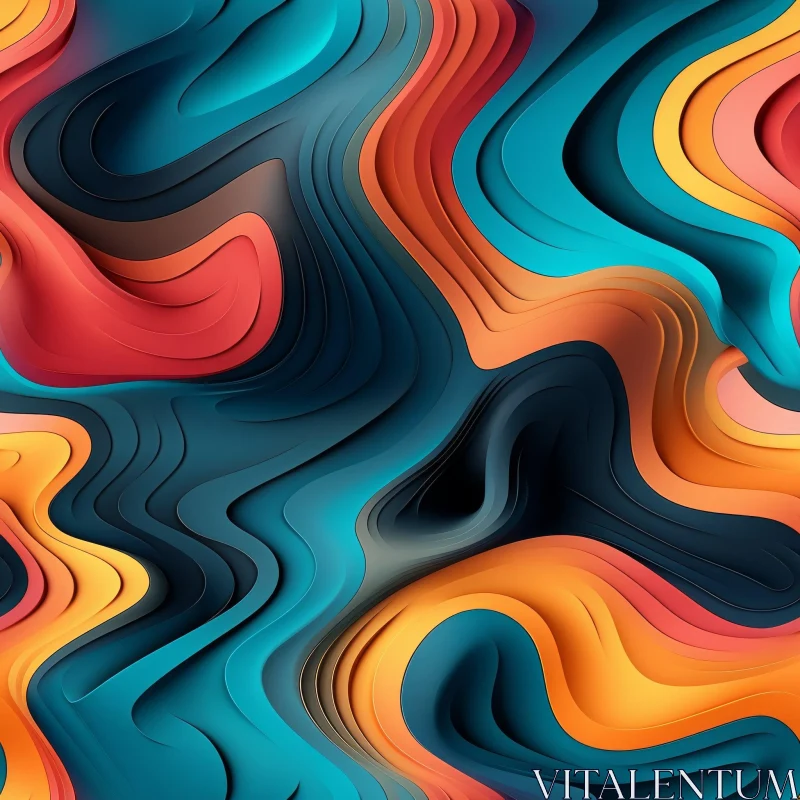 Chic Abstract Wavy Pattern Background AI Image