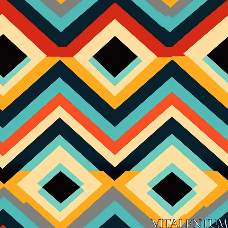 Colorful Retro Geometric Pattern for Backgrounds AI Image