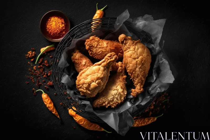 Delicious Spicy Fried Chicken in a Basket | Artistic Food Photography AI Image