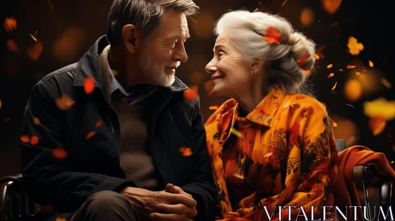 Elderly Couple in Park - Heartwarming Moment Captured AI Image