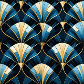 Elegant Art Deco Geometric Pattern in Blue and Gold
