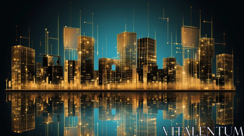 Futuristic Cityscape - 3D Rendering of Urban Metropolis AI Image