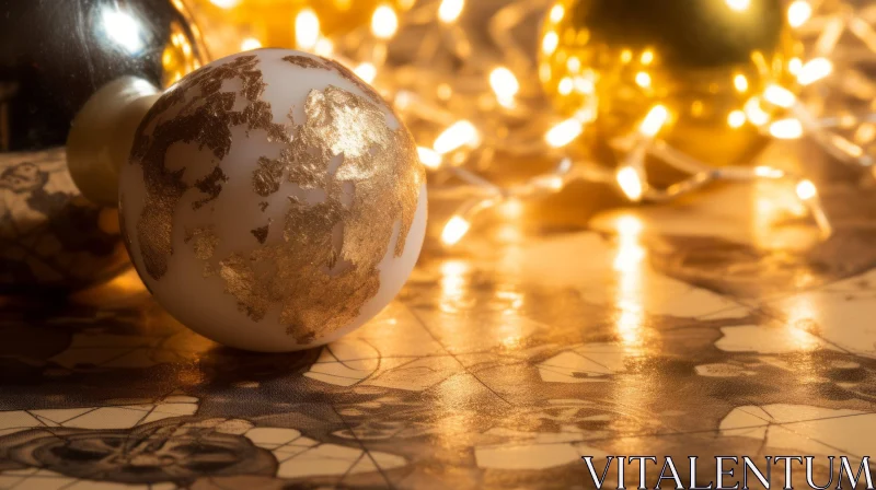 AI ART Golden Globe Christmas Ornament on World Map