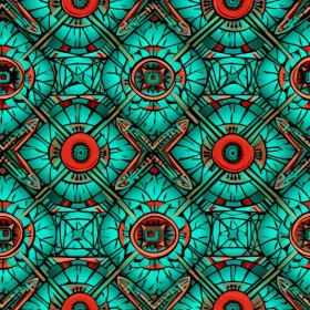 Moroccan-Inspired Teal and Brown Quatrefoil Pattern
