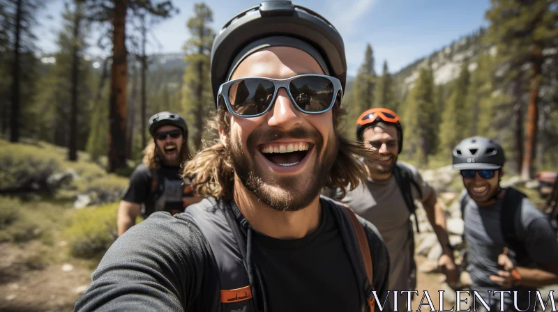 Mountain Biking Adventure with Friends AI Image