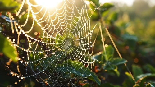 Spider Web in Morning Dew: Nature's Beauty Captured