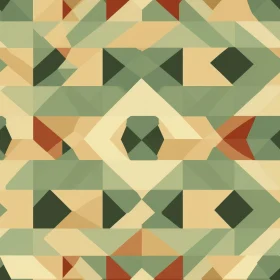 Geometric Retro Pattern in Olive Green and Mustard Yellow