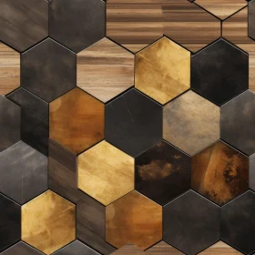 Hexagonal Wooden and Metal Panels | Seamless 3D Texture Pattern
