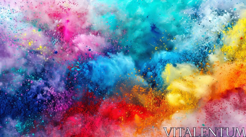 Abstract Colorful Powder Explosion on Black Background AI Image