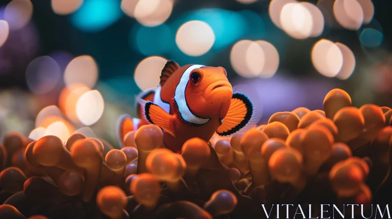 Beautiful Clownfish Swimming in Anemone - Underwater Scene AI Image