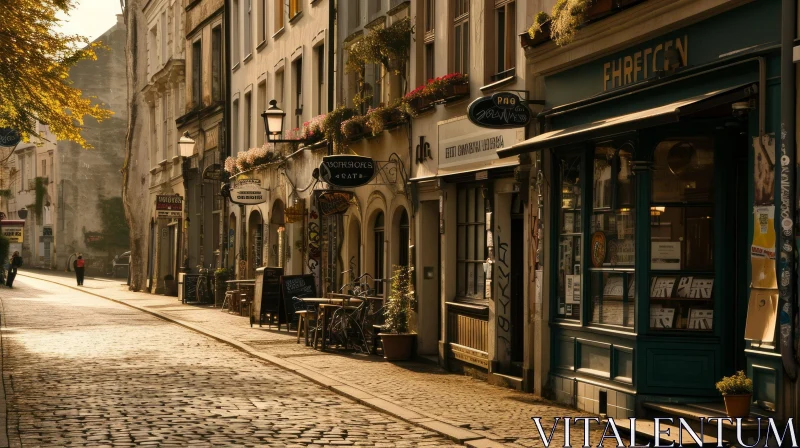 Charming European City Street Scene | Old Buildings, Flowers, and More AI Image