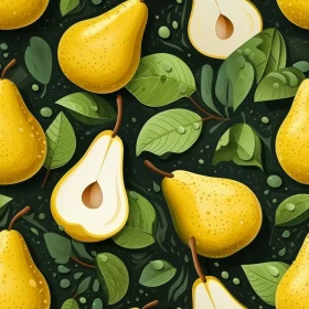 Charming Yellow Pears and Green Leaves Pattern