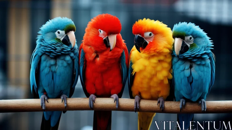 Colorful Parrots on Branch AI Image