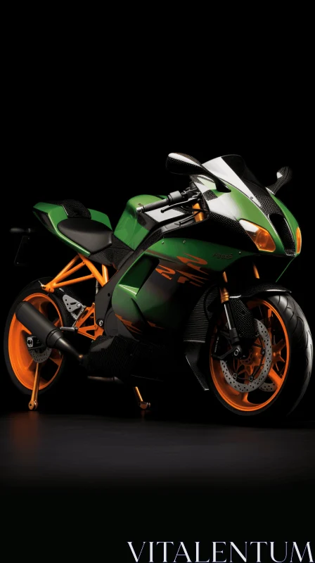 Dark Amber and Green Motorcycle Concept Poster | Innovative Techniques AI Image