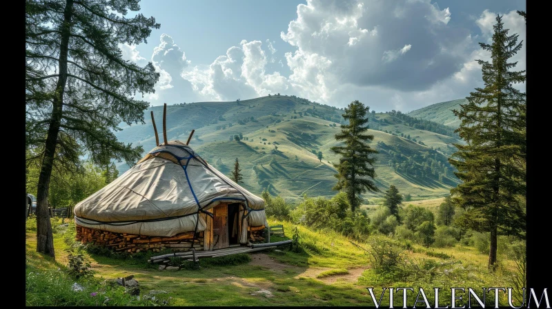 Enchanting Yurt in the Majestic Mountains AI Image