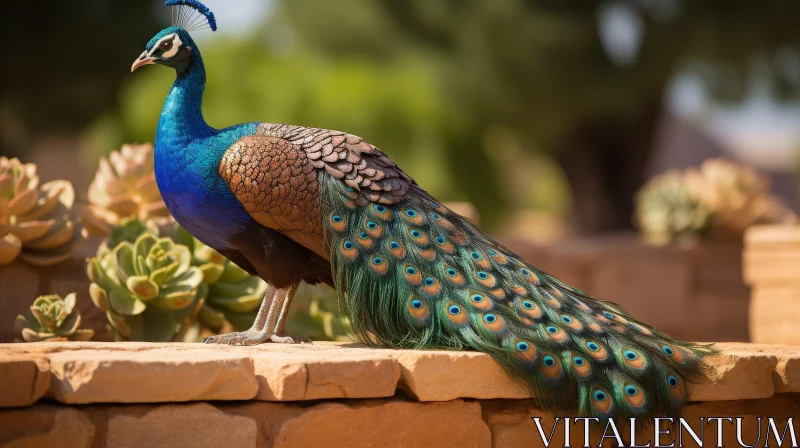 Graceful Peacock Display in Lush Garden AI Image