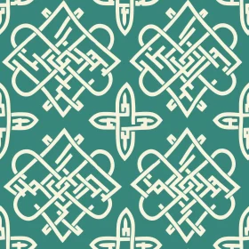 Intricate Celtic Knots Pattern on Green Background