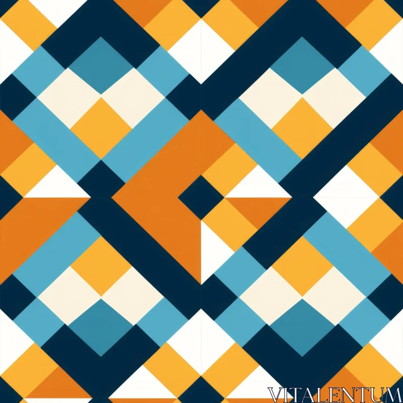 Modern Geometric Pattern in Blue, Orange, and Yellow AI Image