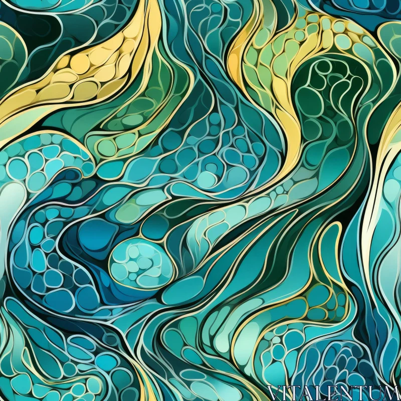 Vibrant Abstract Painting with Blue-Green Background AI Image