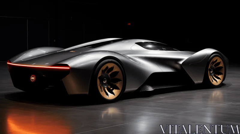 Captivating Futuristic Sports Car: Dark Indigo and Gold | Sunrays Illuminate AI Image