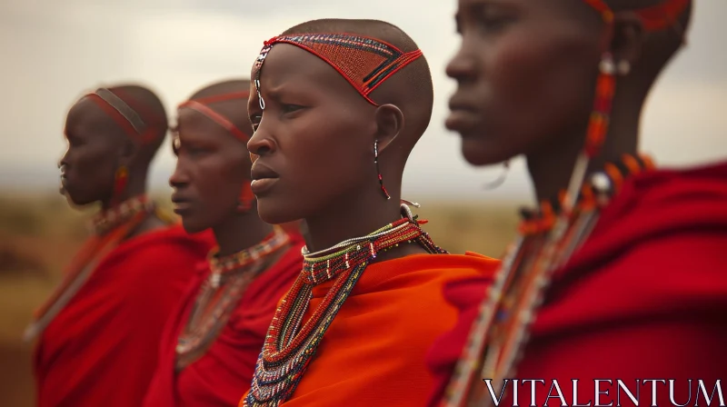 Close-up Portrait of African Women in Traditional Clothing AI Image