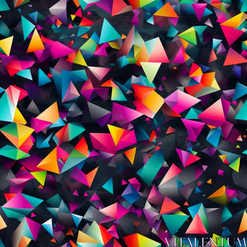 Colorful Triangles Seamless Pattern on Black Background AI Image