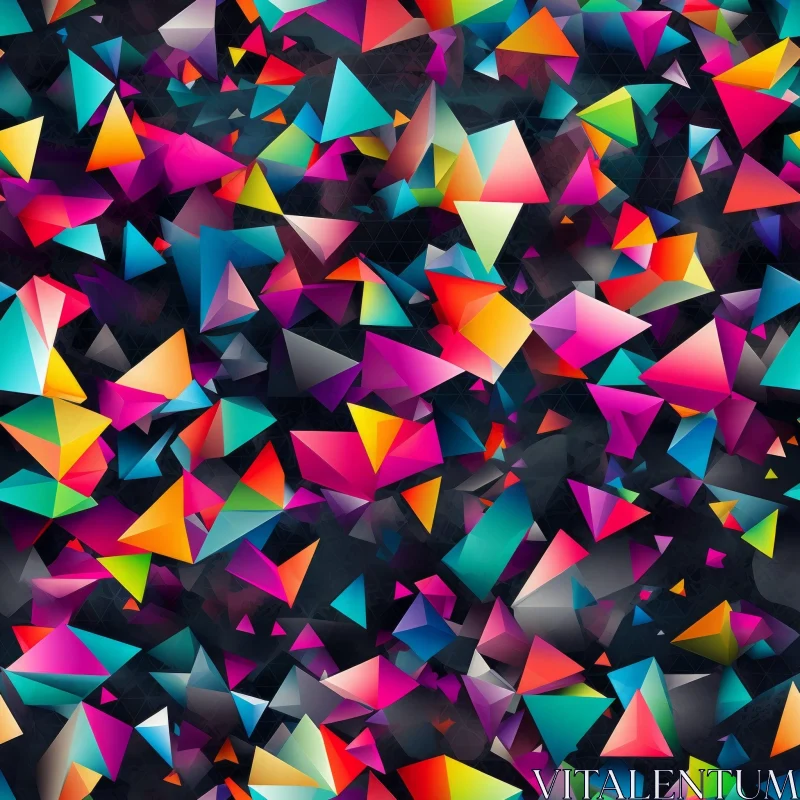 Colorful Triangles Seamless Pattern on Black Background