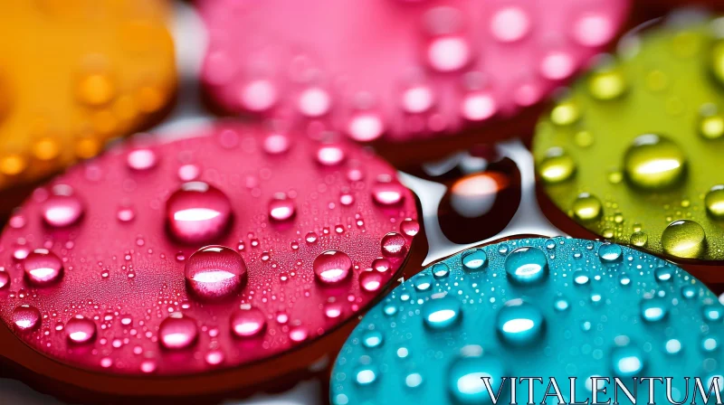 Colorful Water Drops Close-Up: Captivating Reflections AI Image