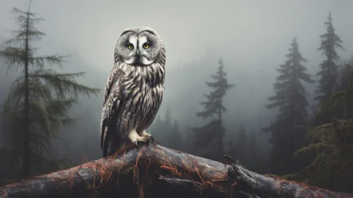 Enigmatic Owl Portrait in Mysterious Forest