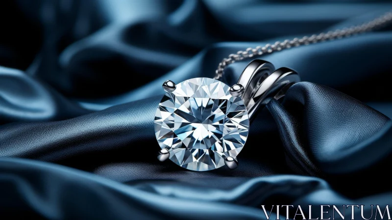 Exquisite Diamond Pendant on Silver Chain AI Image