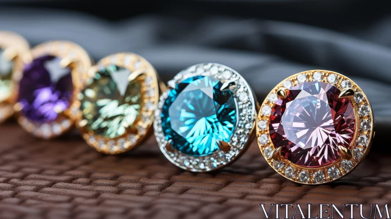 Exquisite Gold Rings with Colorful Gemstones AI Image
