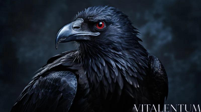 Majestic Black Eagle Digital Painting with Red Eyes AI Image