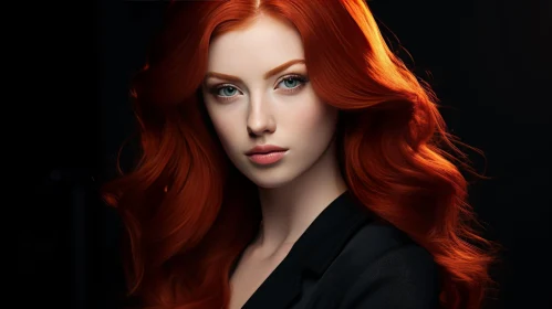 Serious Woman Portrait with Red Hair