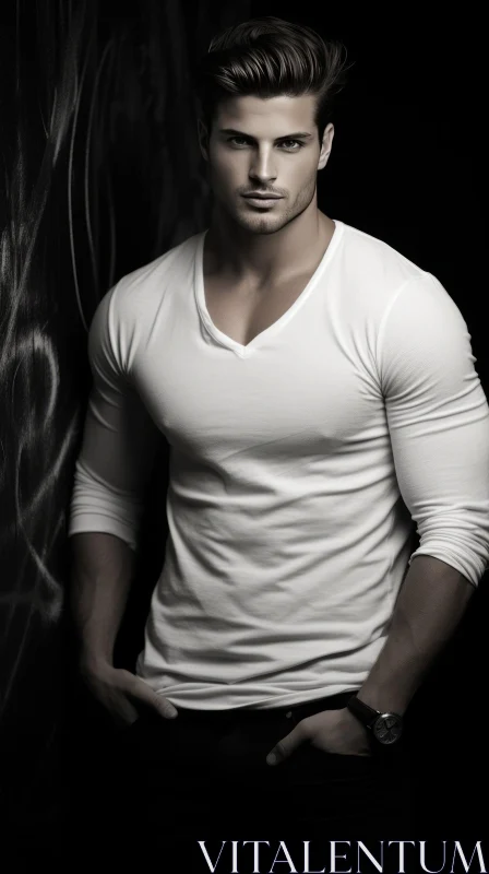 Serious Young Man Portrait in Studio Setting