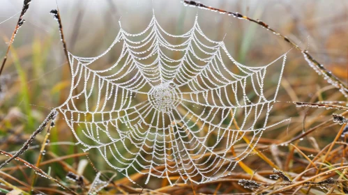 Symmetrical Spider Web in Morning Dew | Nature Photography