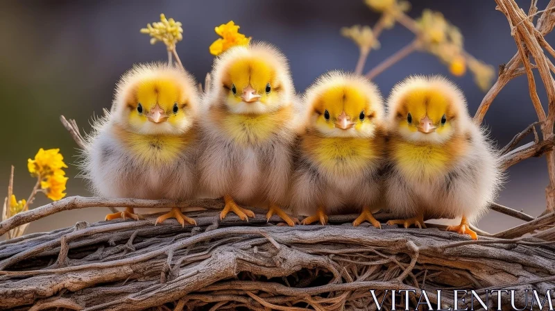 AI ART Yellow Fluffy Chicks in Nature