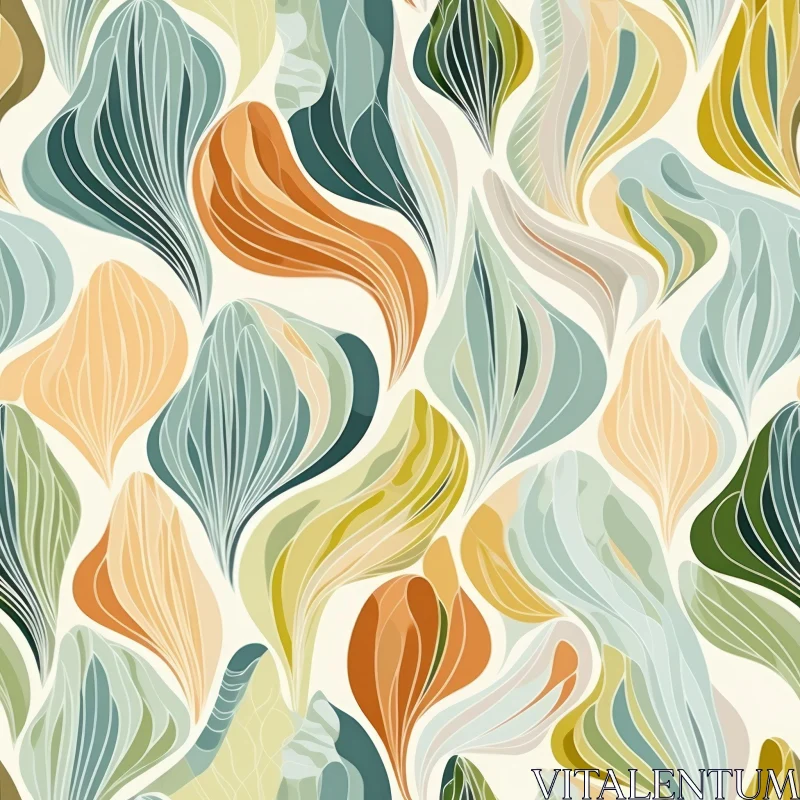 Abstract Floral Vector Pattern in Earth Tones AI Image