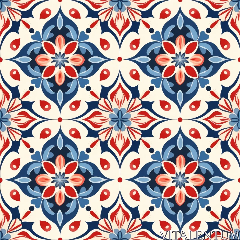 Colorful Floral Tiles Seamless Pattern AI Image