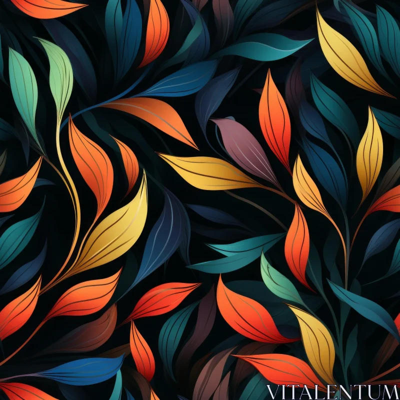 AI ART Colorful Leaves Seamless Pattern