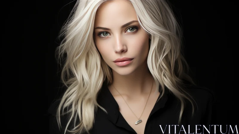 Fashion Portrait of Young Woman with Blonde Hair AI Image