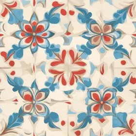 Hand-Painted Ceramic Tile Pattern with Floral Motif