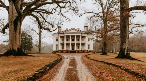 Impressive Greek Revival Style Plantation House in a Gloomy Setting