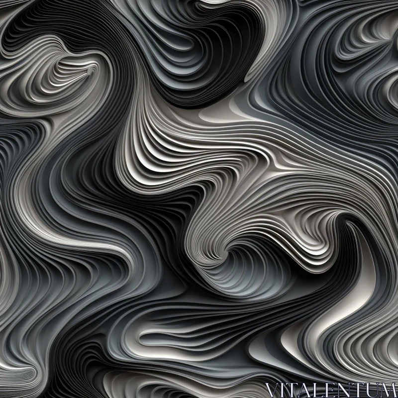 AI ART Sophisticated 3D Grayscale Abstract Pattern
