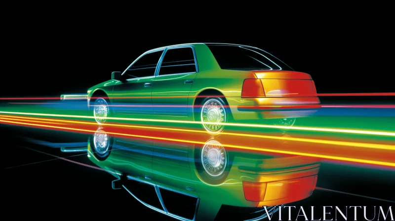 AI ART Speeding Car Artwork: Prismatic Forms, Neon-Lit Pop Art Style