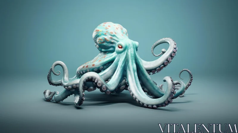AI ART Stunning Blue Octopus 3D Rendering