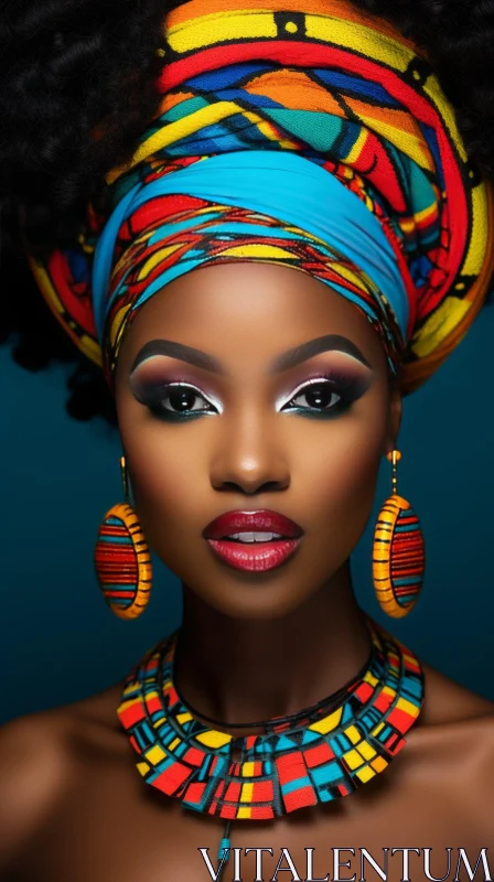 Young African Woman in Traditional Attire AI Image